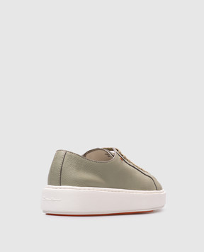 Santoni Зеленые кожаные кроссовки WBCD61322BARCDYI