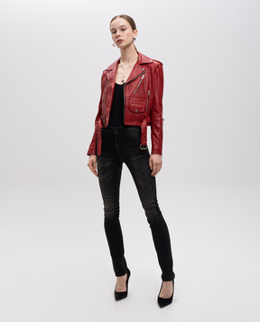 Saint Laurent Красная кожаная косуха 693018Y5QQ2