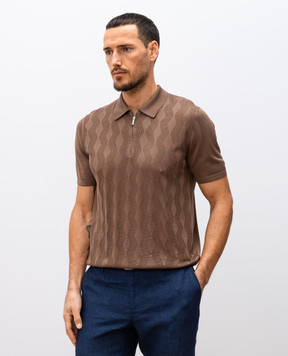 Bertolo Cashmere Коричневое поло из шелка 902422002471
