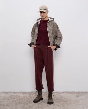 Brunello Cucinelli Бордовий джемпер з кашеміру з ланцюжком моніль M12144400P