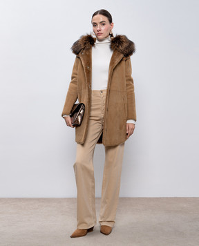 Yves Salomon Коричнева дублянка з хутром лисиці 9WYM65687MERL