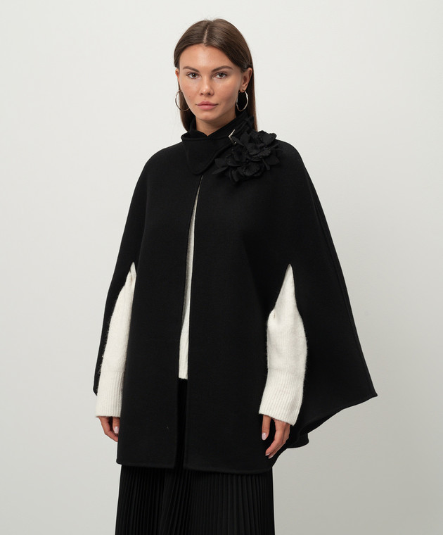 Ermanno Scervino Чорний кейп з вовни D456D314APHNG зображення 3