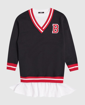 Balmain Дитяча сіра сукня подвійної конструкції BX1B50Z3183