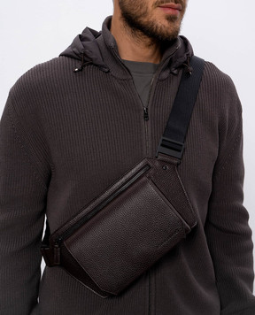 Cashmere&Whiskey Коричневая кожаная поясная сумка с логотипом BUMBAG