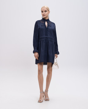 Twinset Синя сукня міні з мереживом 251TP2380