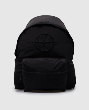 Stone Island Чорний рюкзак з вишивкою емблеми логотипа 811590776