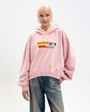 Palm Angels Розовые худи с принтом надписи PWBB076F25FLE005