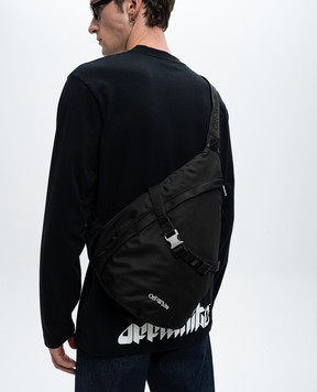 Off-White Черная сумка слинг с вышивкой логотипа OMNQ093F24FAB001