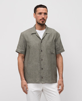 Peserico Рубашка из льна цвета хаки R5604902607