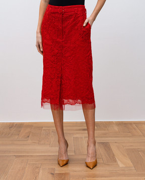 Ermanno Scervino Червона спідниця-олівець з мережива D462O332OEX
