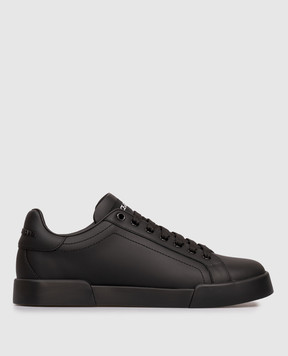 Dolce&Gabbana Черные кожаные кроссовки Portofino CK2330A1065