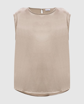 Brunello Cucinelli Бежевый топ из шелка с цепочкой мониль M0C59EL110