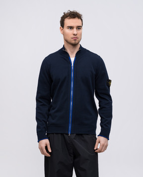 Stone Island Синий кардиган с патчем K1S155100018S00B1