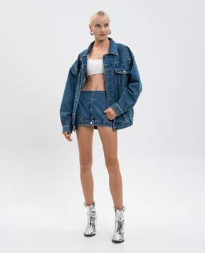 Vetements Синя джинсова спідниця міні з патчем логотипа WH76DK007VB