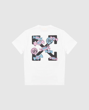 Off-White Детская белая футболка Arrow Lolipop OGAA001S25JER004