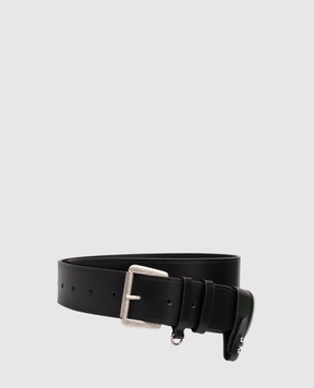 Ann Demeulemeester Черный кожаный ремень с шлевками B0013251LT128