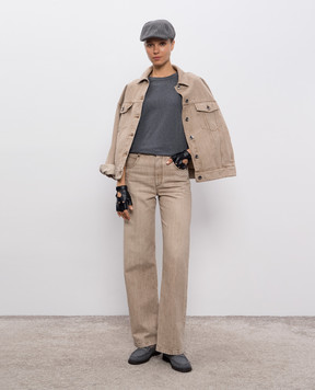 Brunello Cucinelli Сіра футболка з ланцюжком M0T81BI100