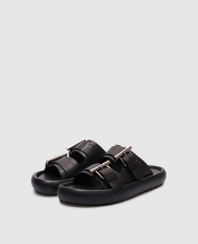 Alexander McQueen Чорні шкіряні шльопанці 809960WIACT