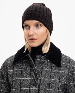 Dolce&Gabbana Коричнева шапка в рубчик з кашеміру FXQ10ZJBW0S