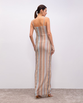 Missoni Бежевое платье макси в узор с люрексом DS25SG1IBR010Q