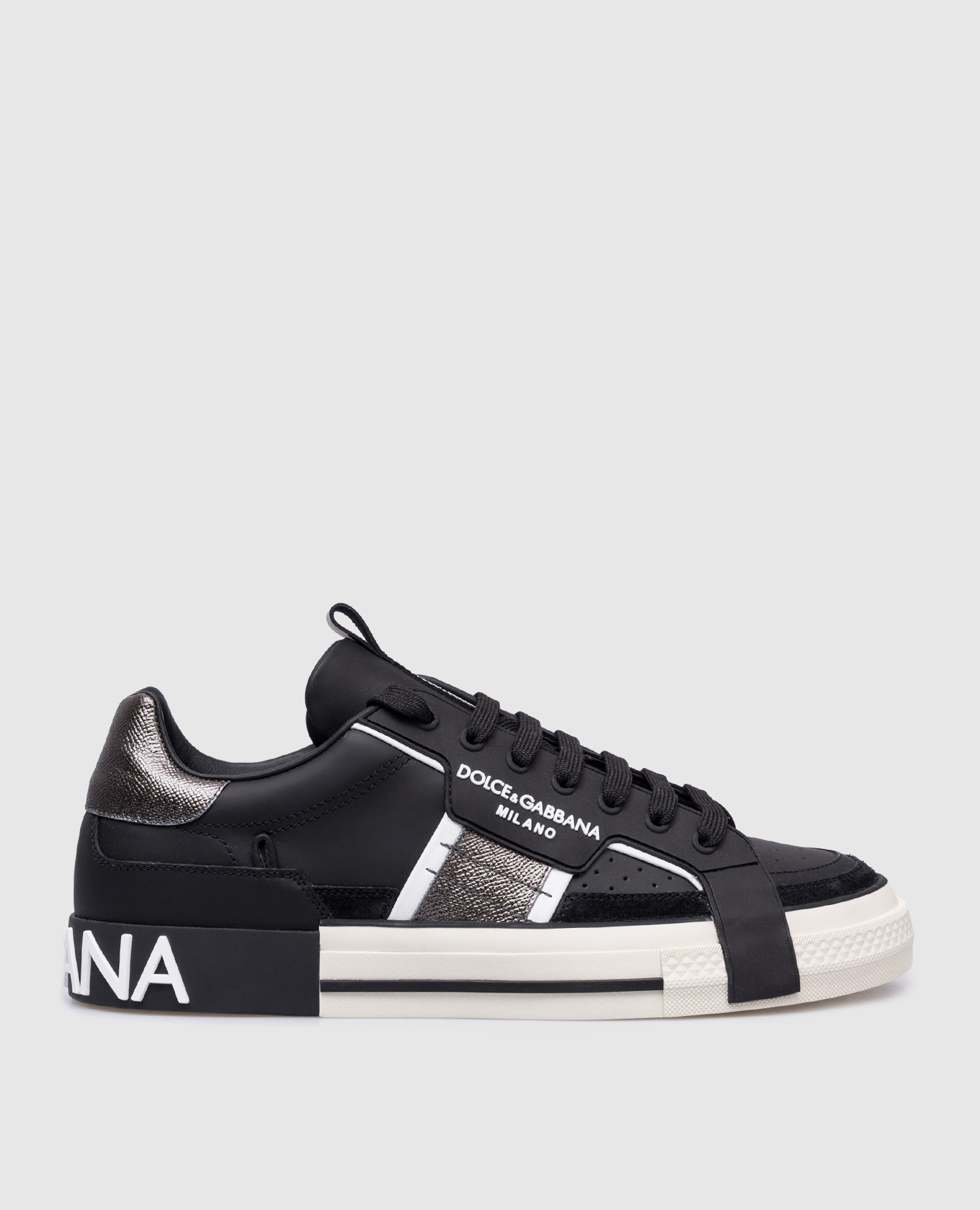 

Черные кожаные кеды Custom 2.Zero с контрастным фактурным логотипом, Черный, Кеды