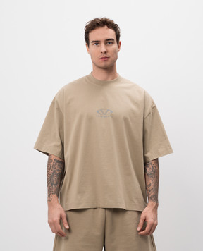 Vetements Футболка цвета хаки со светоотражающим принтом логотипа UA66TR600Tm