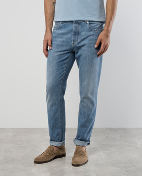 Brunello Cucinelli Блакитні джинси з ефектом потертості M0Z37D3210