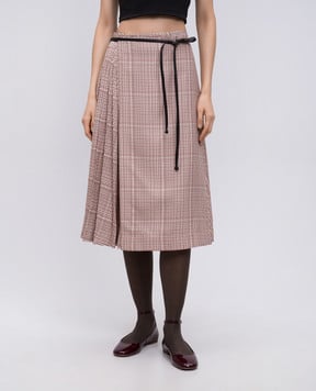 Bottega Veneta Бежевая юбка миди на запах в клетку 811228V4Z81