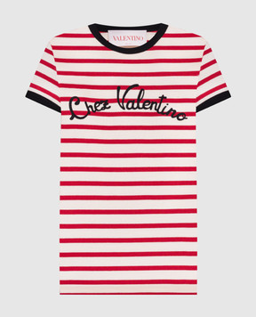 Valentino Бежевая футболка с вышивкой логотипа Chez Valentino 6B3MG24P961