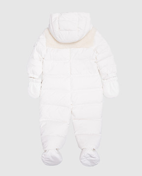 Moncler ENFANT Дитячий білий пуховий комбінезон Indro з логотипом J29511G0000154A81