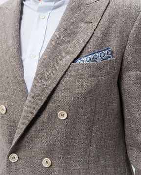 Brunello Cucinelli Синий двухсторонний платок-паше из шелка в принт MR8910091