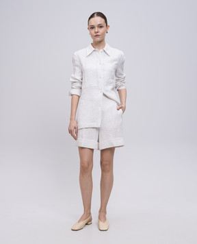 Jil Sander Белые шорты из льна с отворотами J02KA0333J60083