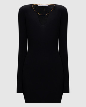 Alexander Wang Чорна сукня в рубчик з логотипом 1KC1256105