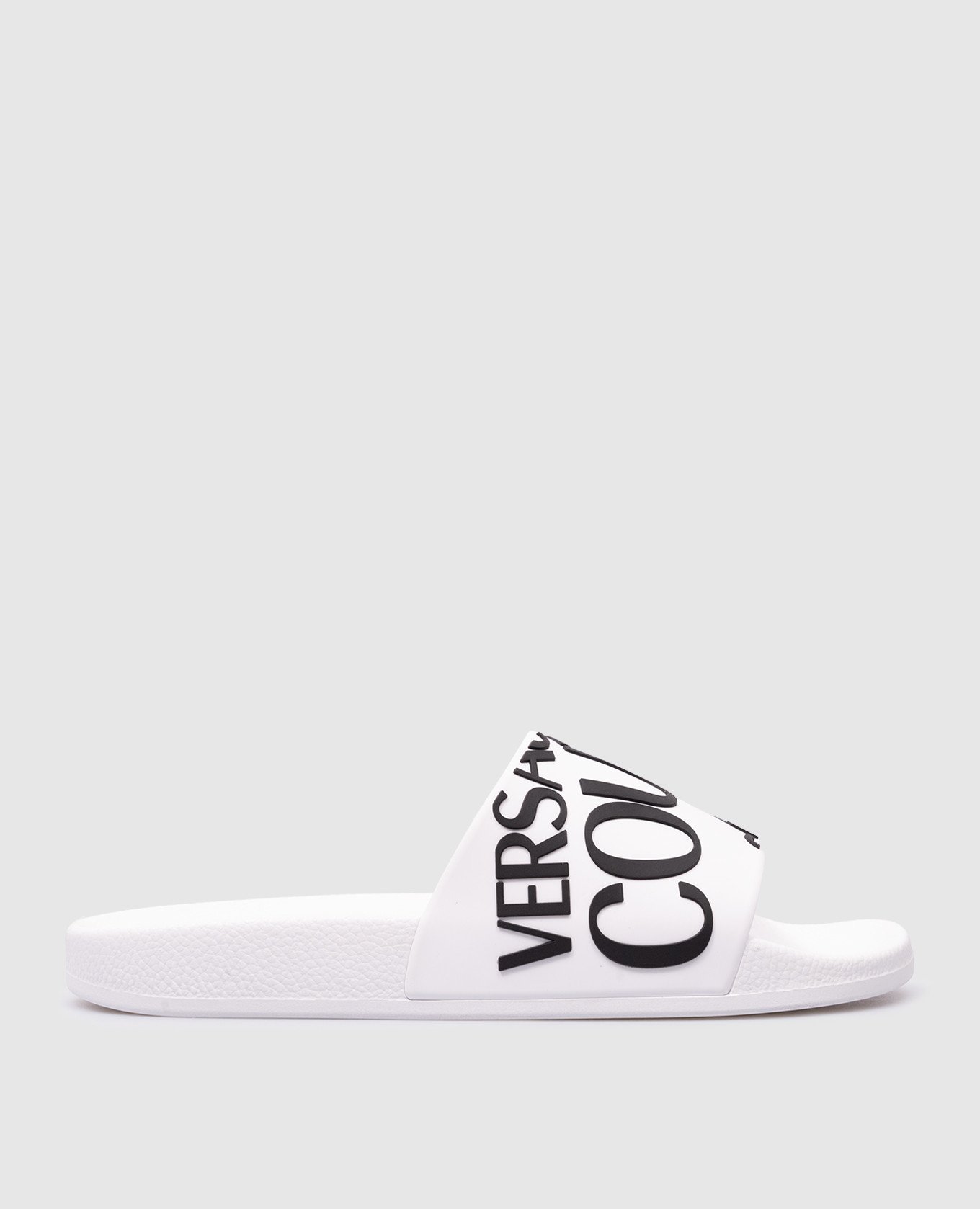 White sliders with textured logo
