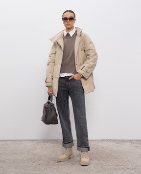 Brunello Cucinelli Сірі джинси Crop з логотипом MA095P4028