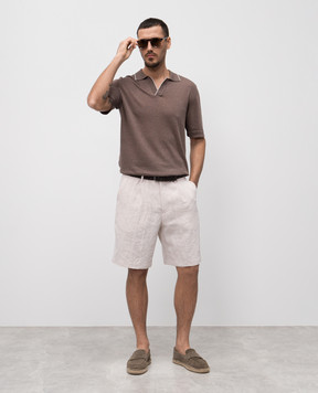 Cashmere&Whiskey Коричневое поло с леном и кашемиром MU9742312455R