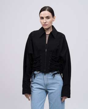Thierry Mugler Чорний жакет з вовною зі шнурівкою 25P1VE0445196