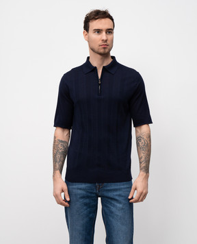 ISAIA Синее поло из шерсти, шелка и кашемира. MG8348Y0503