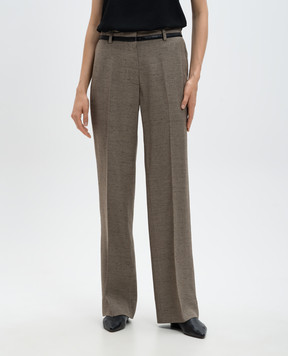 PROENZA SCHOULER Коричневі меланжеві штани Aiden з льоном R2436006AY185