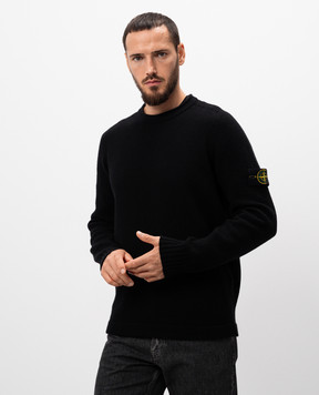 Stone Island Чорний светр з вовною з патчем логотипа 8115568A3