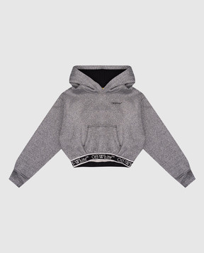 Off-White Дитяче сіре худі з люрексом з візерунком логотипа OGBB005F24FLE001