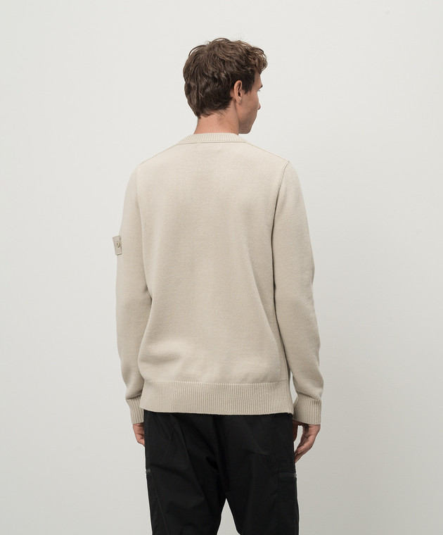 Stone Island Бежевый свитер из шерсти с патчем логотипа 8115527FA изображение 4