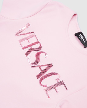 Versace Дитяча рожева сукня з логотипом з паєток 10181381A13131