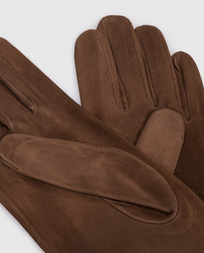 Sermoneta Gloves Коричневі замшеві подовжені рукавички 305B8BT
