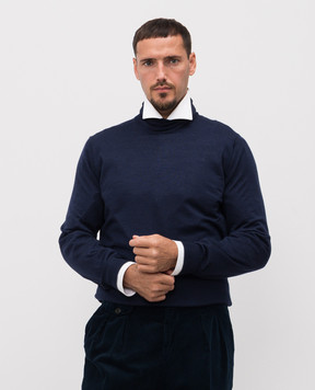 Brunello Cucinelli Гольф из шерсти и кашемира синего цвета M2400103