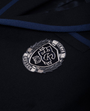 Dolce&Gabbana Дитячий синій блейзер з вовни з нашивкою логотипа L41J81G7NMP