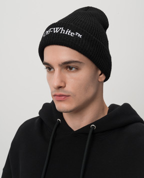 Off-White Черная шапка из шерсти с вышивкой логотипа OMLC048C99KNI001