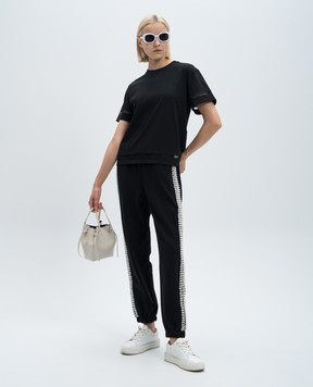 Twinset Чорна футболка з вишивкою логотипа 242TP2501