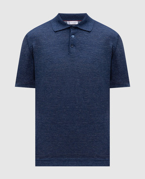 Brunello Cucinelli Синее поло с льном M2L00315