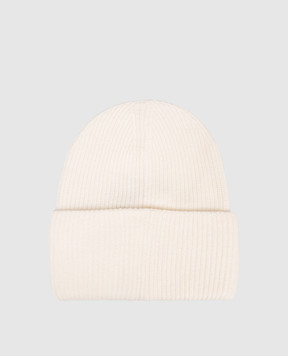Moncler Біла шапка з вовни з нашивкою логотипа K20933B00032M1241